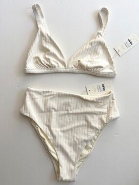 Cleobella Ivory ribbed bikini set